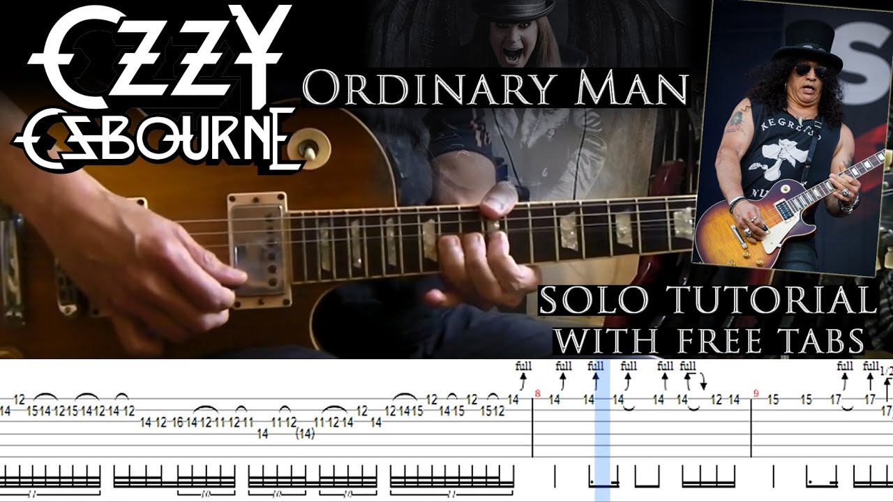 Ozzy Osbourne - Ordinary Man first guitar solo lesson (with tablatures and backing tracks)
