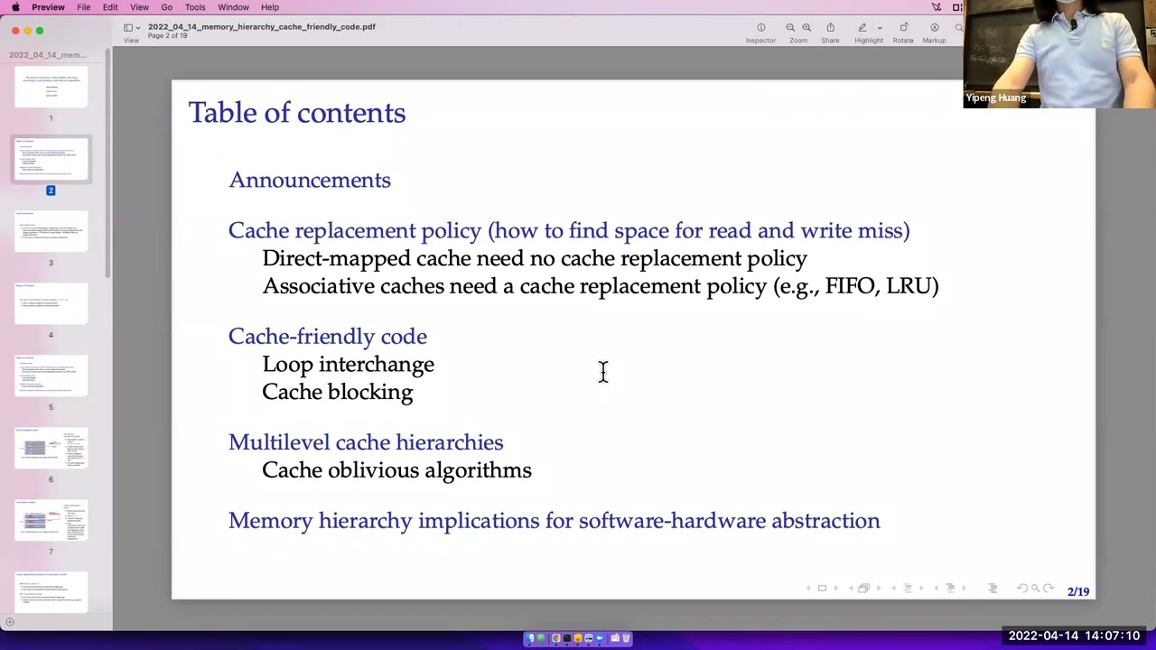 2022 04 14 memory hierarchy cache friendly code