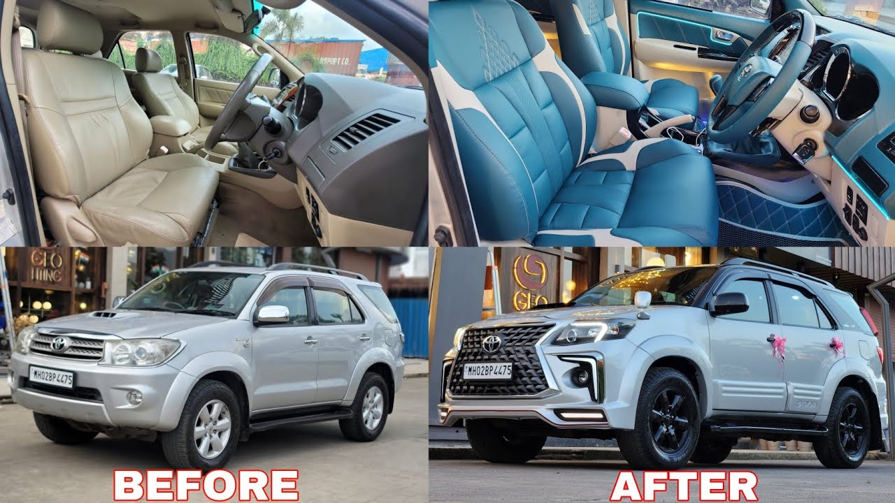 INDIA'S BEST MODIFIED SILVER FORTUNER 2010 MODEL WITH LEXUS  BODYKIT &  PERSIAN GREEN INTERIOR..!!