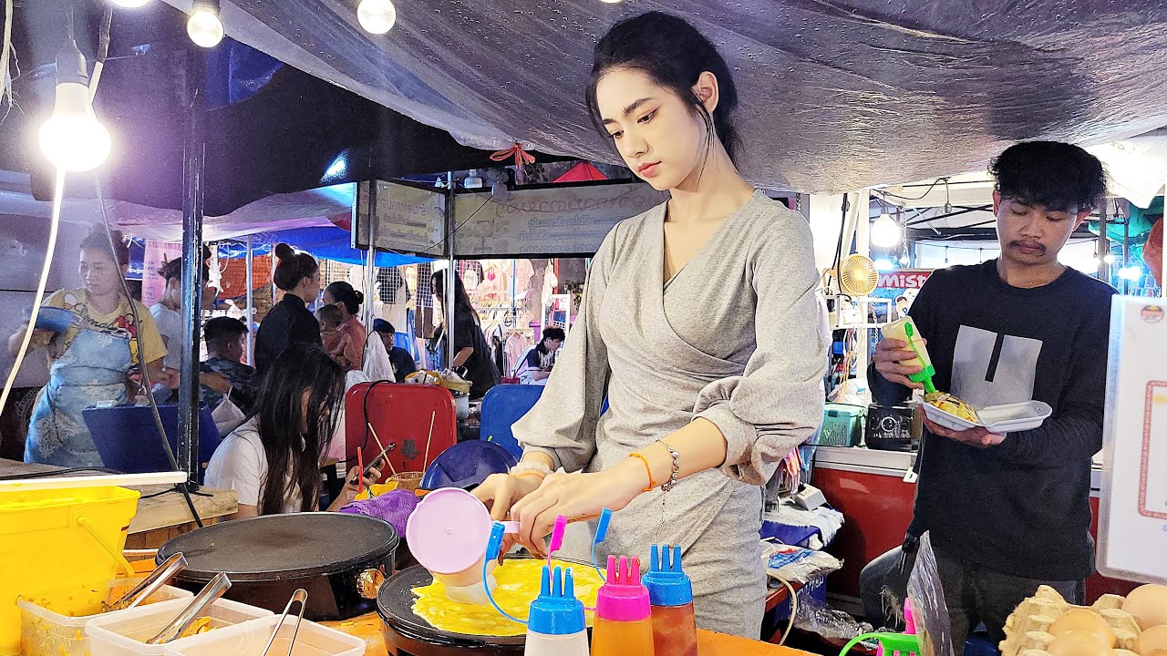 So Hot!!!Most Sexy & Beatiful Omelette Girl in Laos Night Market!!!