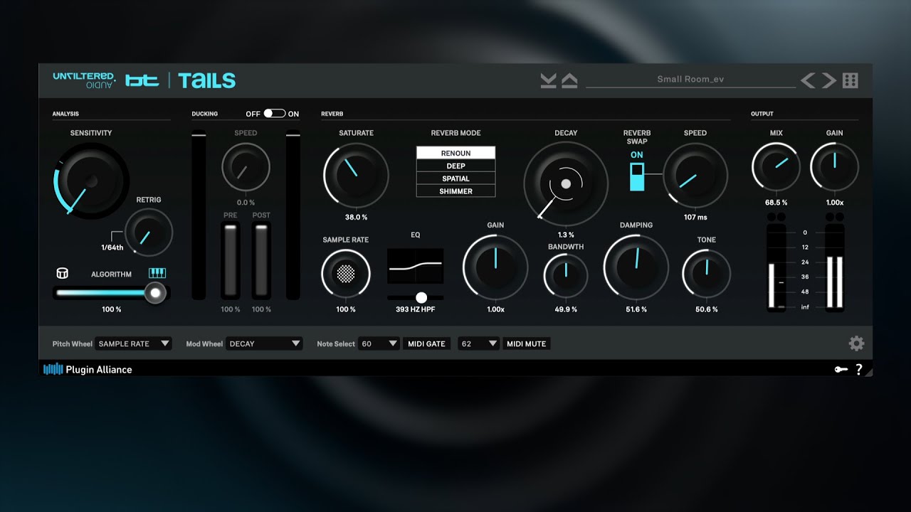 Unfiltered Audio X BT TAILS Reverb Playthrough | Plugin Alliance