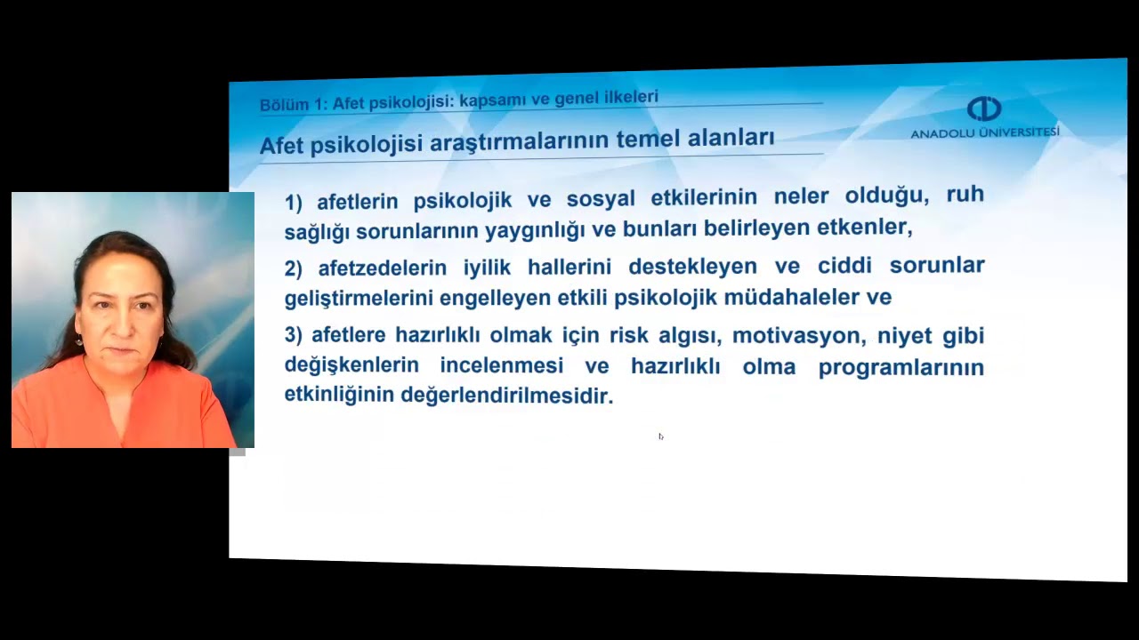 AFET PSİKOLOJİSİ VE SOSYOLOJİSİ - Ünite 1 Özet