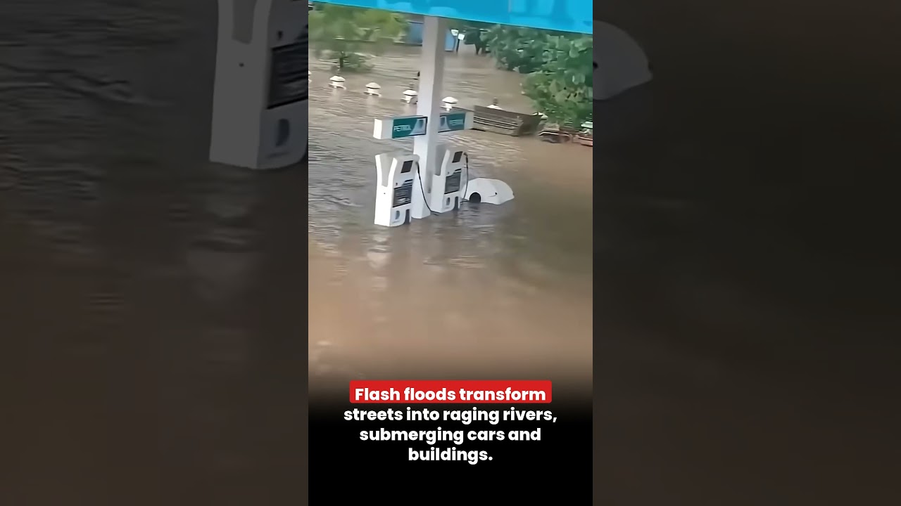 Unbelievable flash flood turns city streets into raging rivers #Shorts