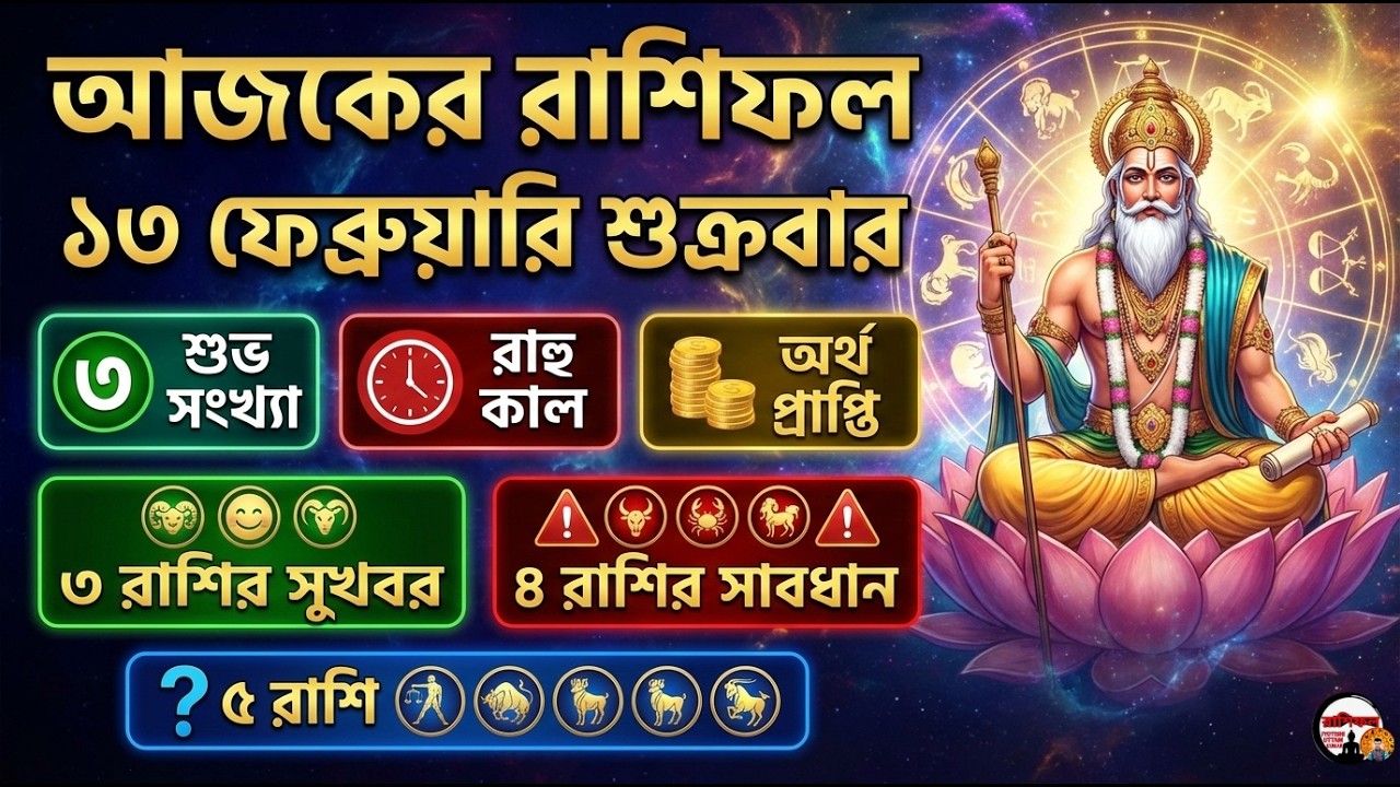 Ajker Rashifal 13 Februyari 2026 | আজকের রাশিফল ১৩ ফেব্রুয়ারি ২০২৬ | দৈনিক রাশিফল | Rashifal today.