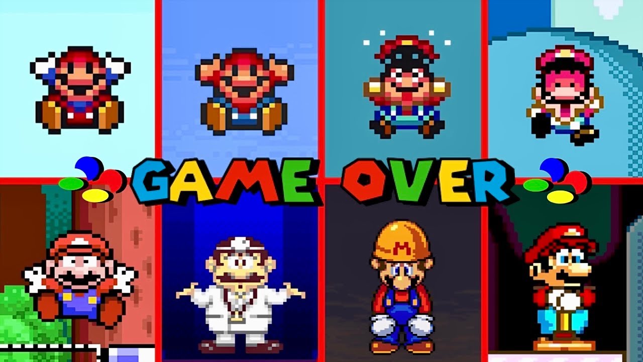Evolution of Mario SNES GAME OVER Screens || 4K