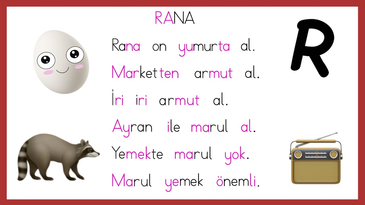 R SESİ OKUMA METNİ - R Sesi Okuma Çalışması