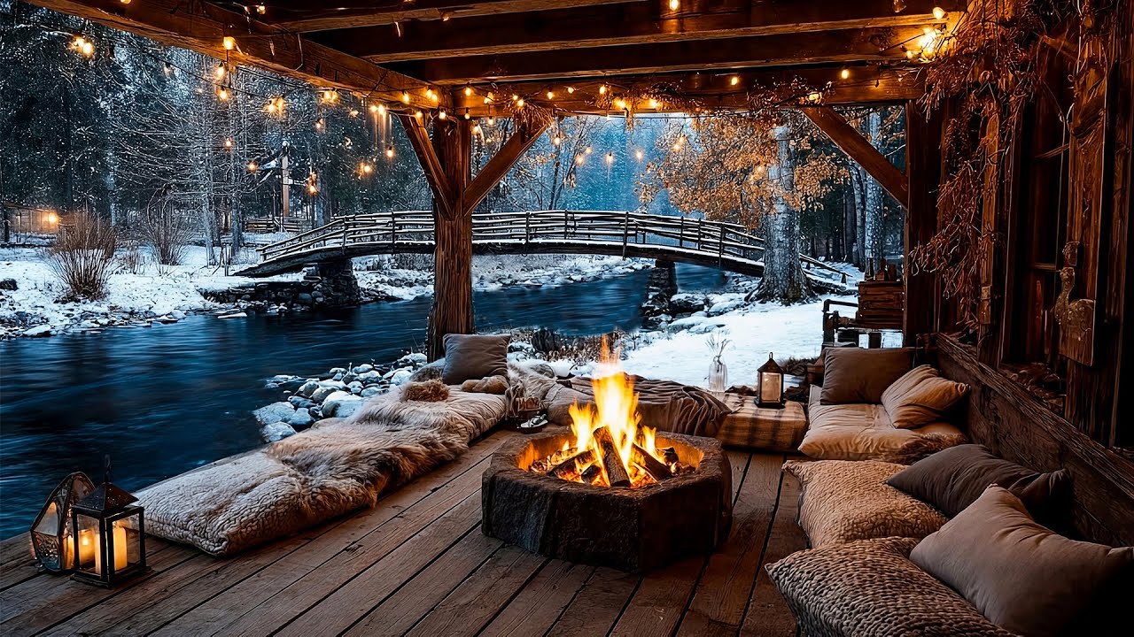 Cozy Winter Vibes: Fire Pit and Flowing Stream Sounds for Ultimate Serenity and Relaxation