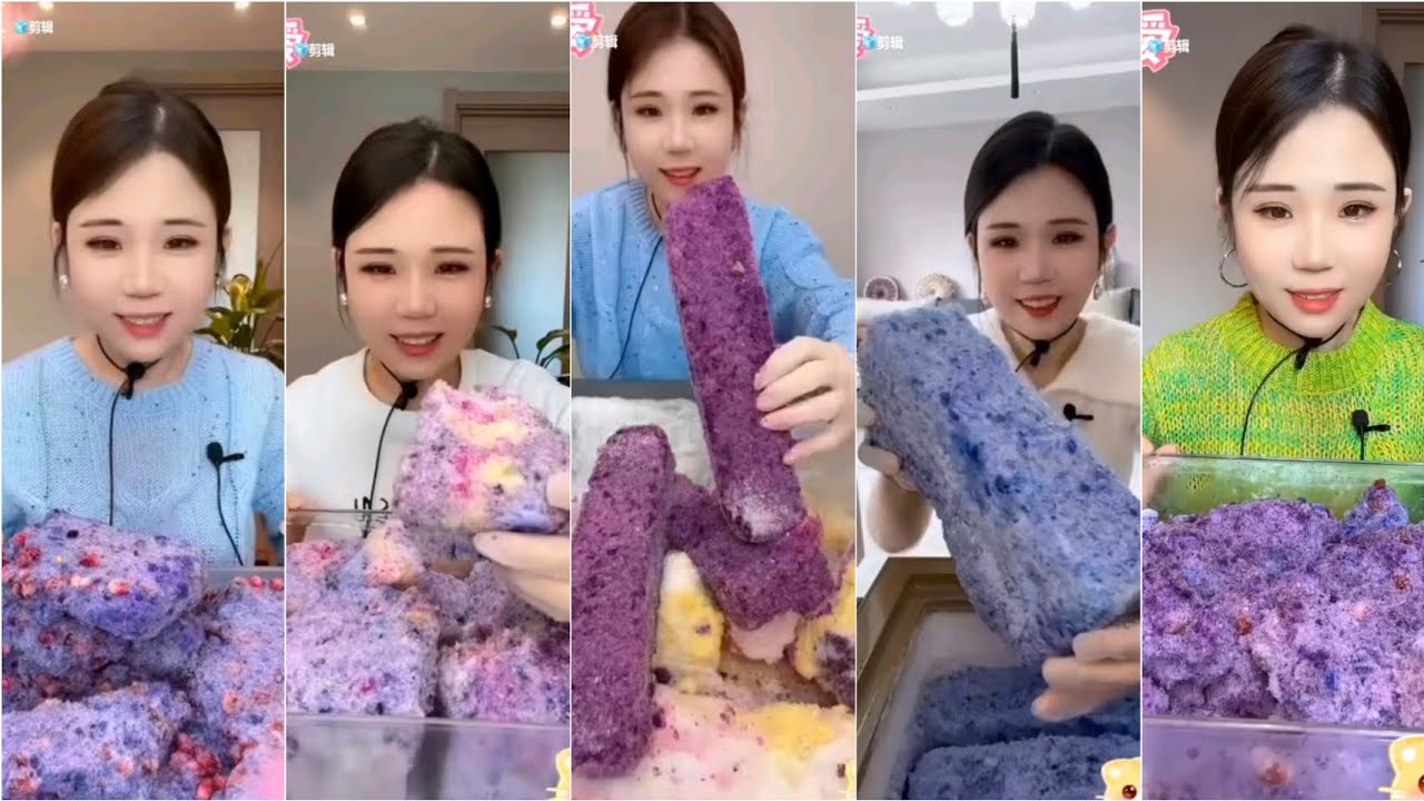 ||YY'S PURPLE ICE EATING ONLY BITES|SATISFYING|RELAXING|REFRESHING|ASMR ICE EATING ONLY BITES||