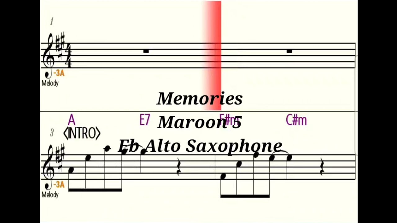 Memories - Eb Alto Saxophone - Play Along - Sheet Music - Backing Track