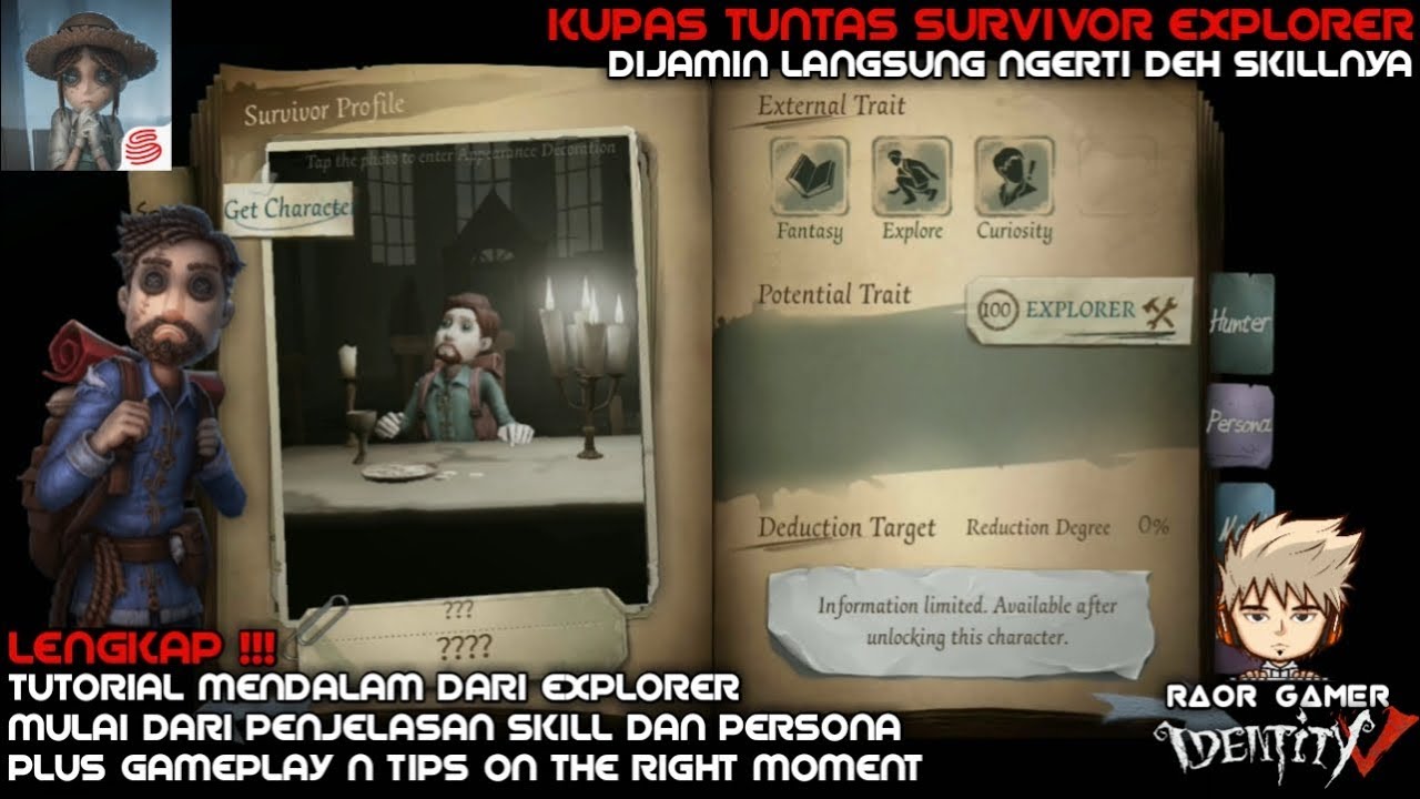TUTORIAL LENGKAP EXPLORER || TUNTAS DARI PERSONA SAMPAI TIPS GAMEPLAYNYA || IDENTITY V INDONESIA