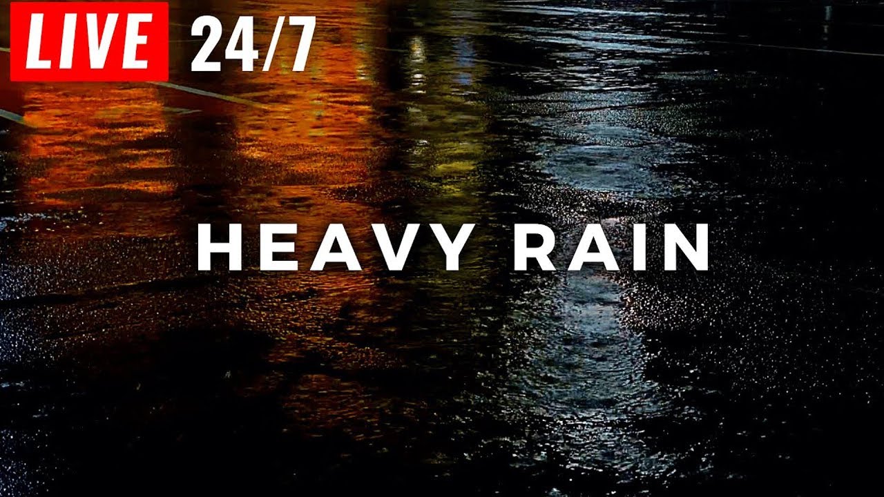 Night Storm Rain at Bustling Restaurant - Heavy Rain & Strong Winds with Thunder Sounds for Sleeping