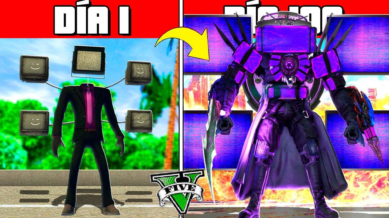 SOBREVIVÍ 100 DÍAS como TVMAN en GTA 5!! (Skibidi Toilet mod)