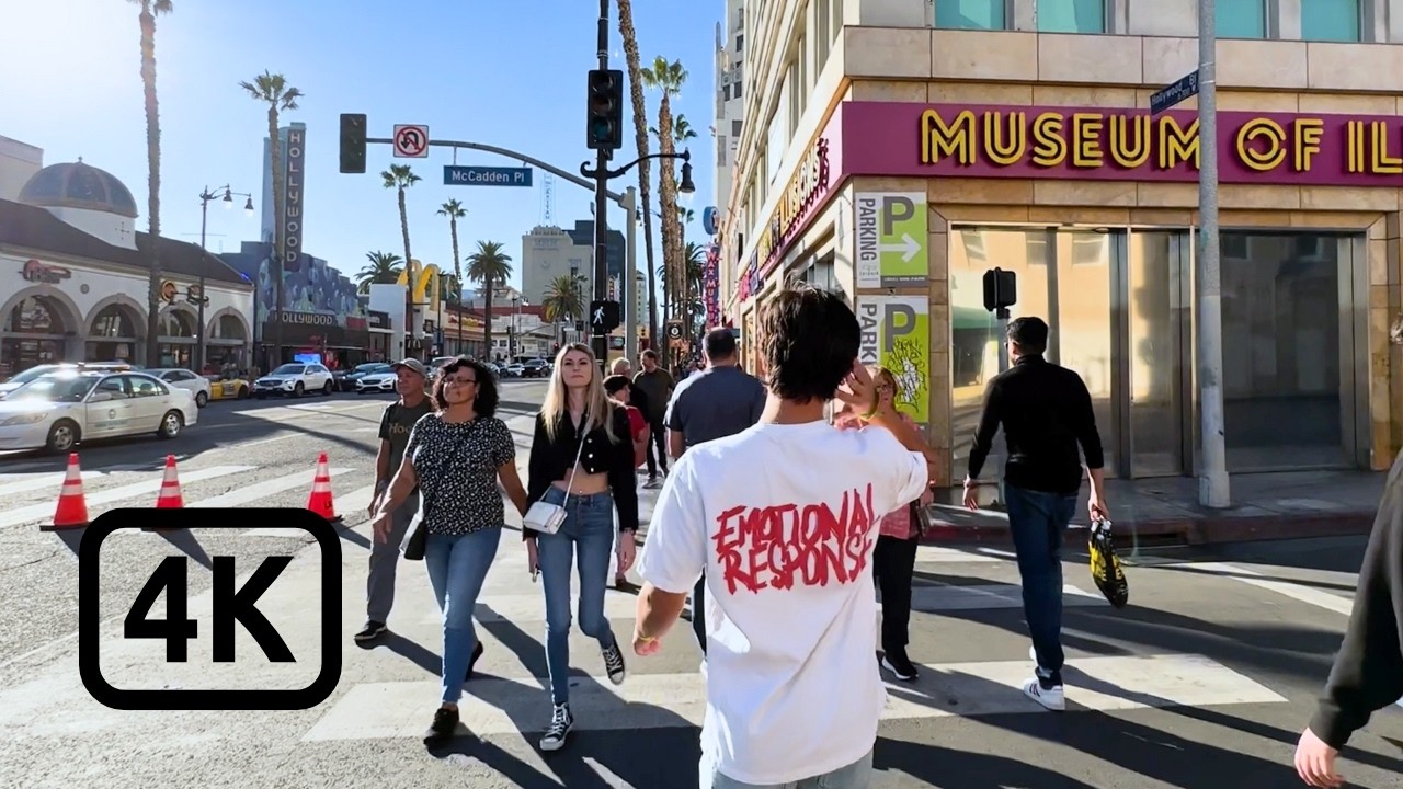 Los Angeles 4K [Walking Tour] Hollywood Walk of Fame — California USA Travel