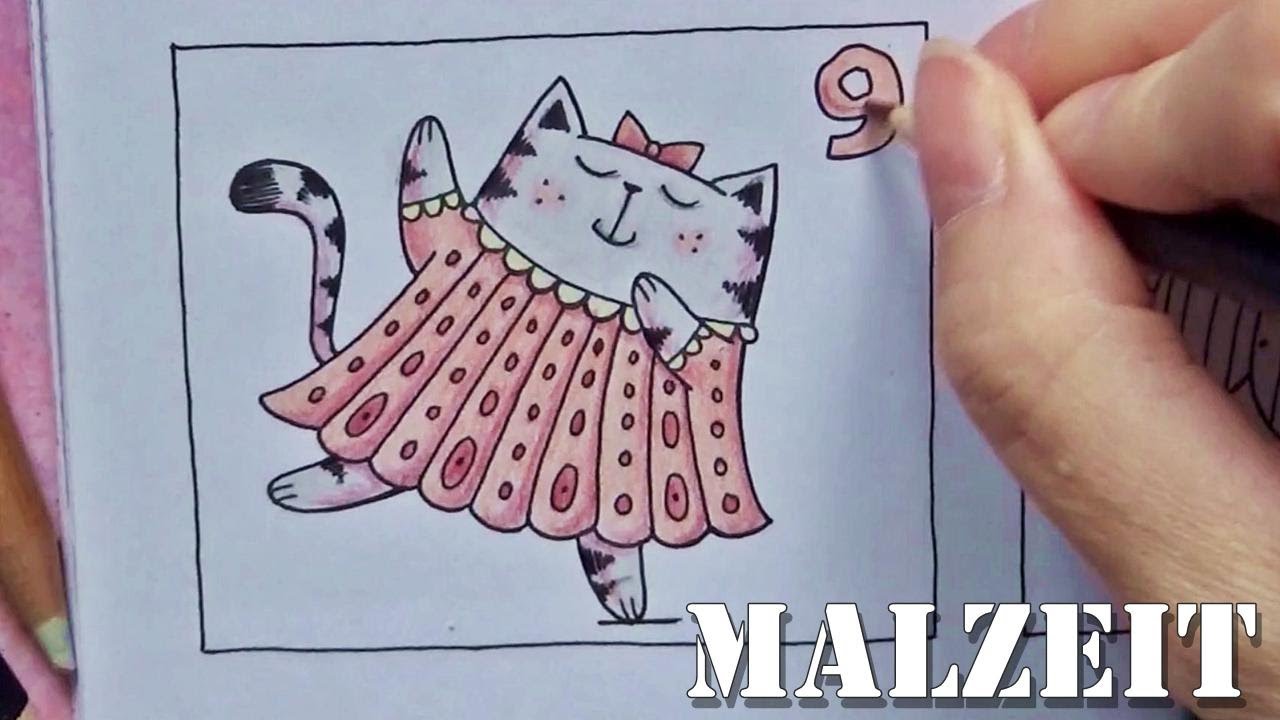 🎄 Speed Coloring / Malzeit: Tanzende Katze 🐱💃9 von 12 | A Million Christmas Cats (John Bigwood)