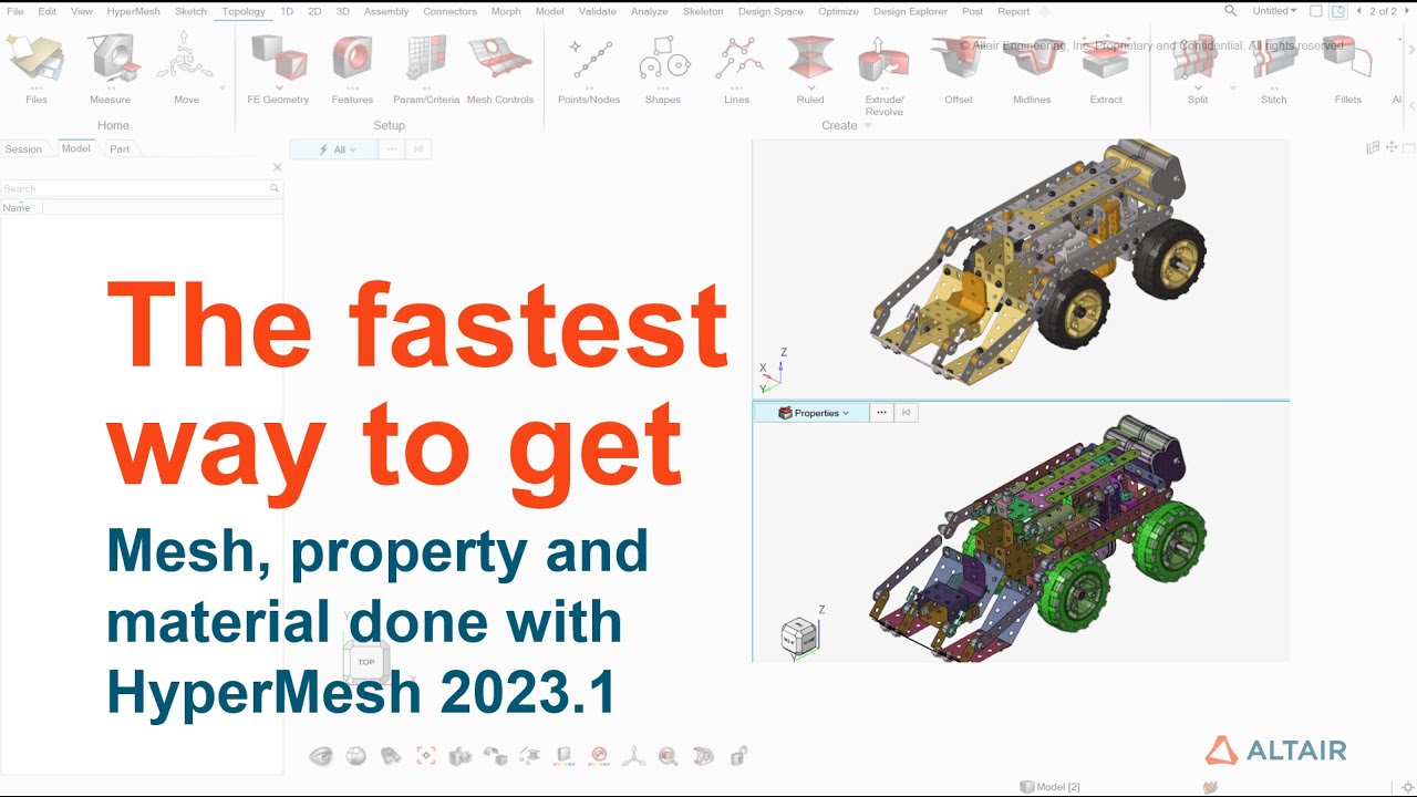 Самый быстрый способ создания сетки, свойств и материалов с помощью HyperMesh 2023.1