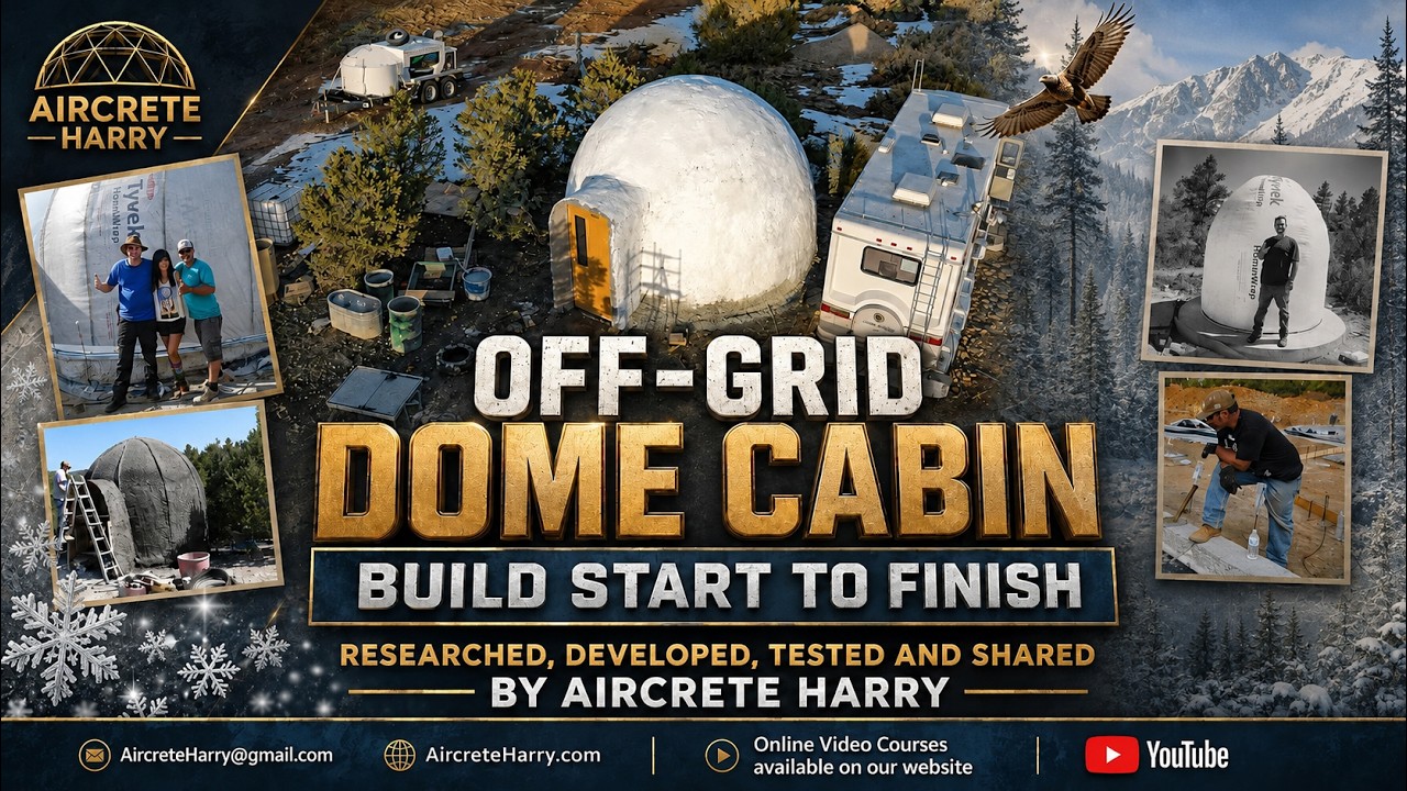 Dome Cabin Build Start to Finish #aircreteharry #aircrete #epic #domehome #airform #diy #tyvek #news