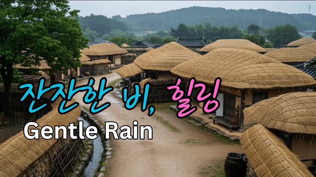 조용한 비가 흐르는 초가마을🌧️ | Calm Rain in a Korean Countryside