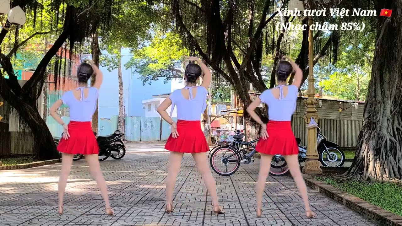 Xinh tươi Việt nam / Dân vũ / Bước đếm / Thực hành - nhảy cùng hướng với nhạc chậm 85%