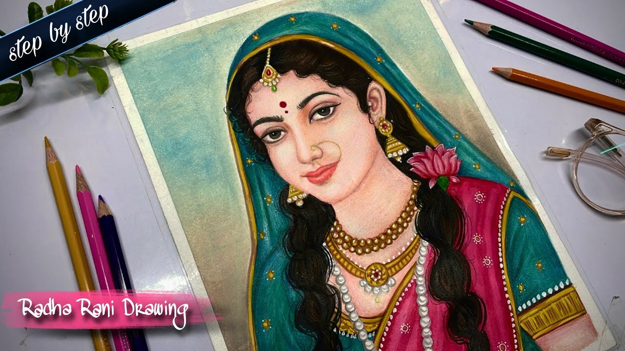 Radha Rani Drawing with pencil colour #radharani #drawing 