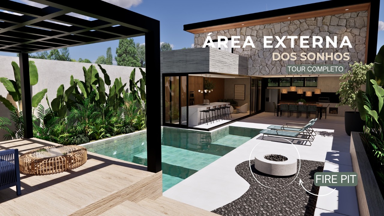 Tour Área Externa Dos Sonhos | Piscina, Bangalô, Área Gourmet e Fire Pit