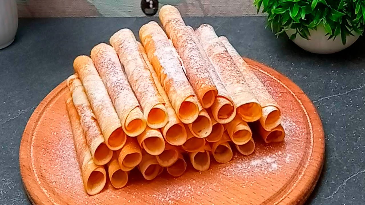 ПРОЩЕ ПРОСТОГО! БЕЗ ДУХОВКИ и ВАФЕЛЬНИЦЫ! ХРУСТЯЩИЕ ТРУБОЧКИ к чаю на СКОВОРОДКЕ! Быстро и просто!