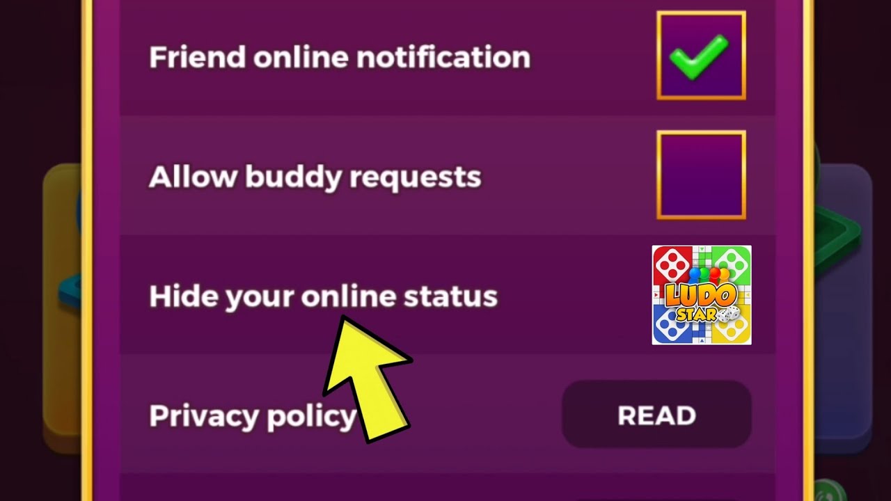 how to enable hide your online status Ludo Star game