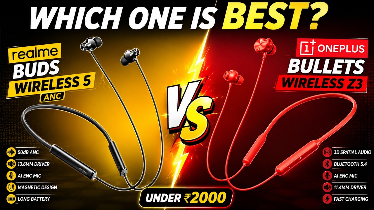 OnePlus Bullets Wireless Z3 vs Realme Buds Wireless 5 ANC ⭐ Best Neckband Under ₹2000 Full Compariso