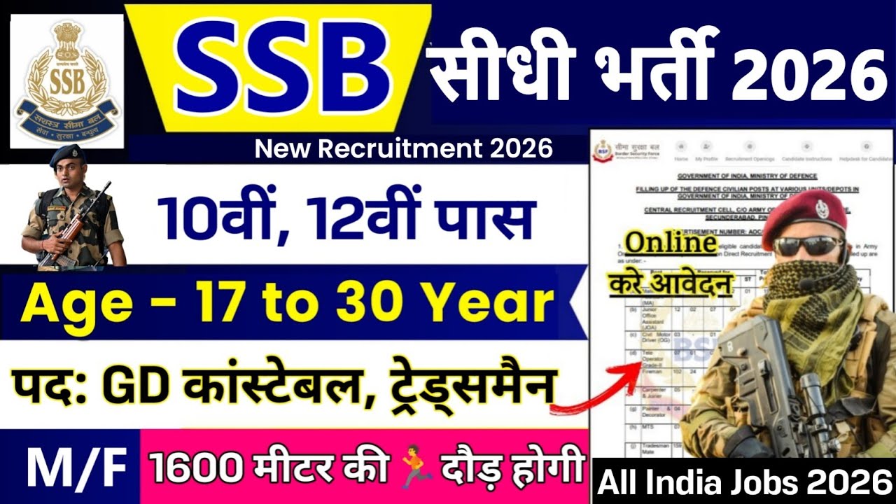 SSB GD की नई भर्ती 2026 | SSB Constable Vacancy 2026 | 10th Pas Job | SSB Constable Recruitment 2026