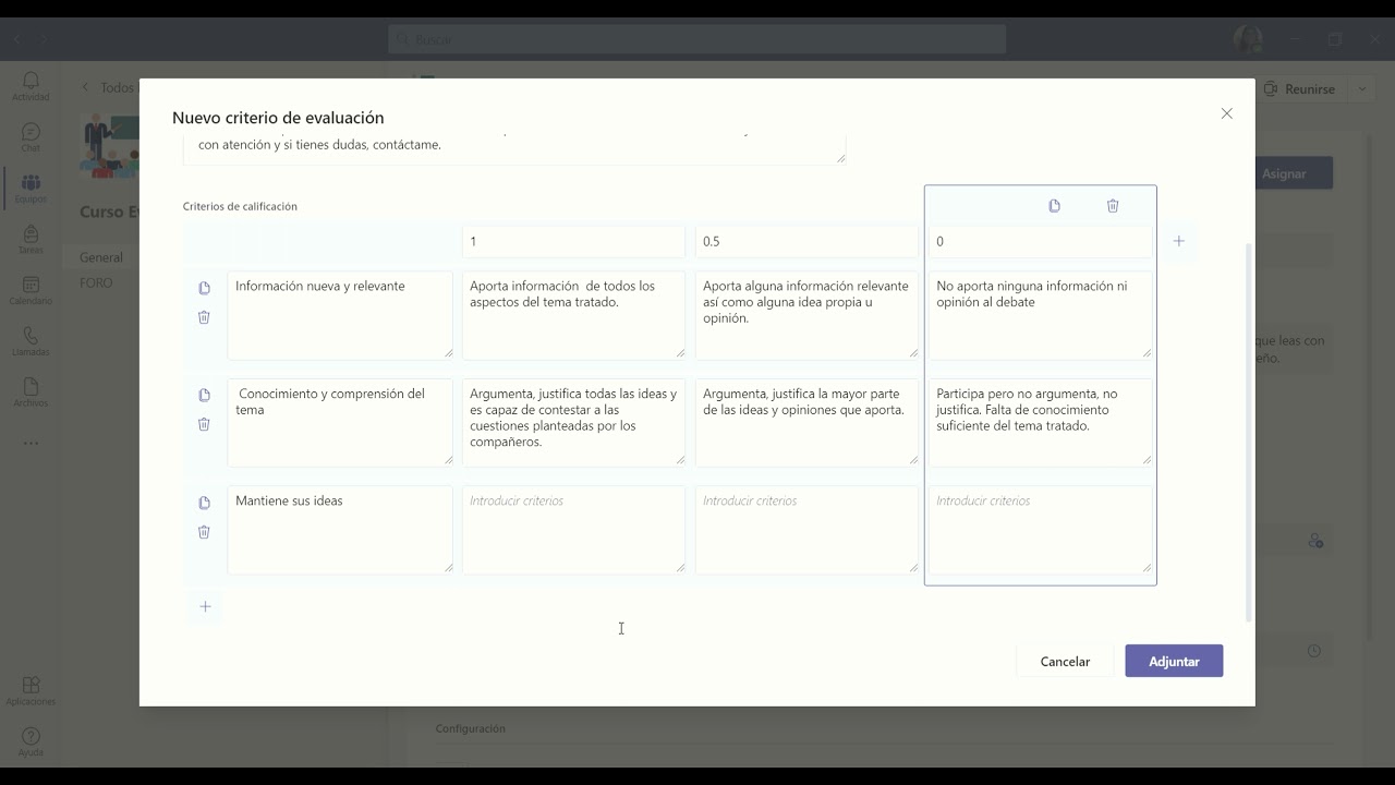 ¿Cómo crear una rúbrica en Teams?