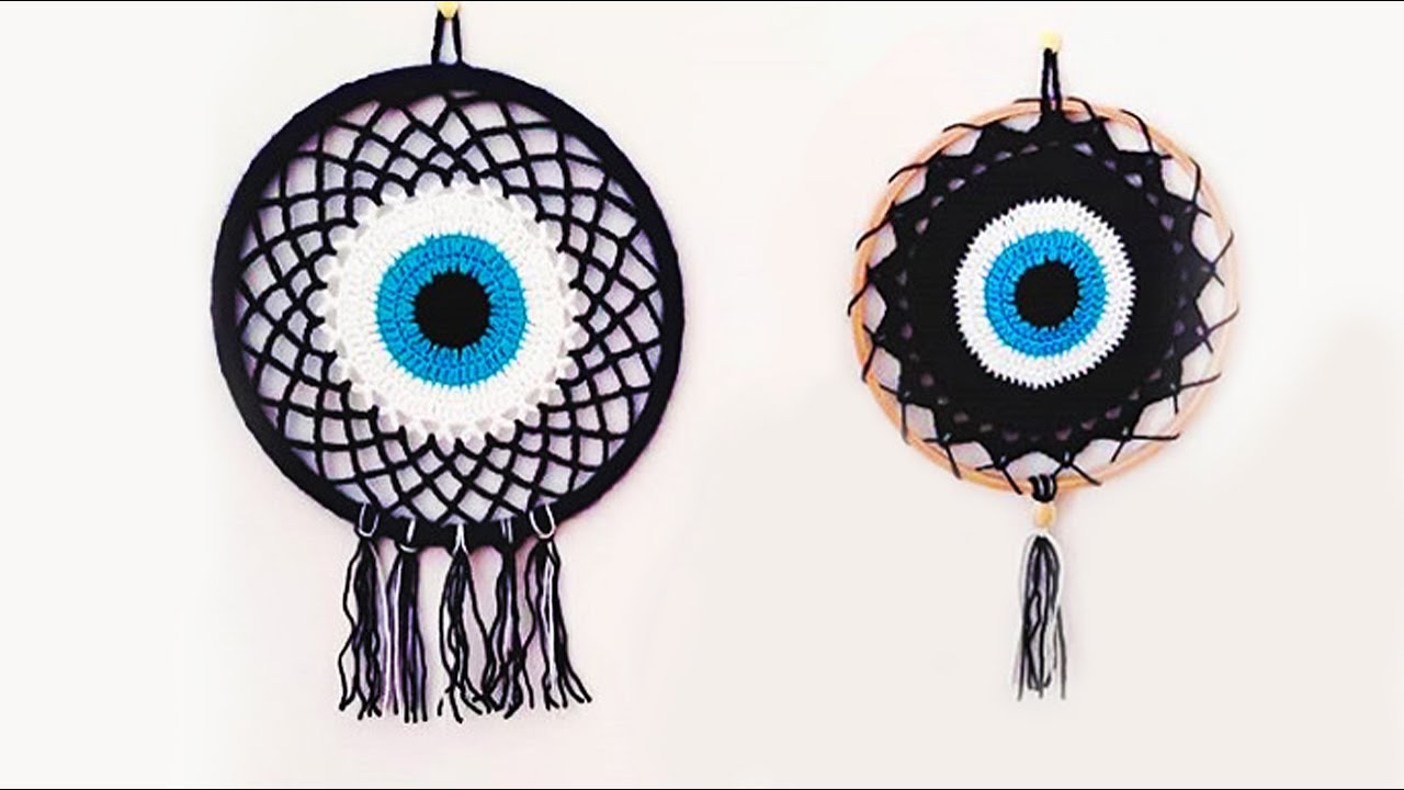 Nazar Boncuklu Düş Kapanı Yapımı 🧿 | Tığ İşi Duvar Süsü | Evil Eye Dreamcatcher DIY