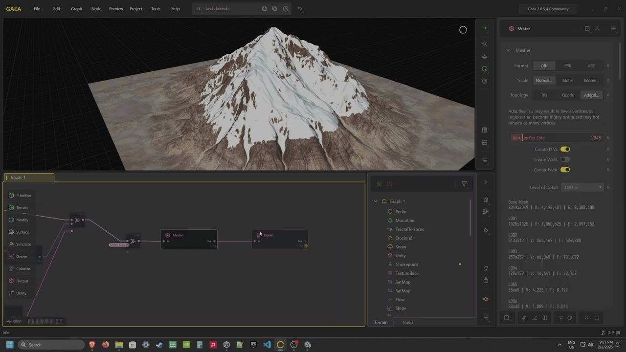 Gaea 2.0 Terrain Import to Unity test