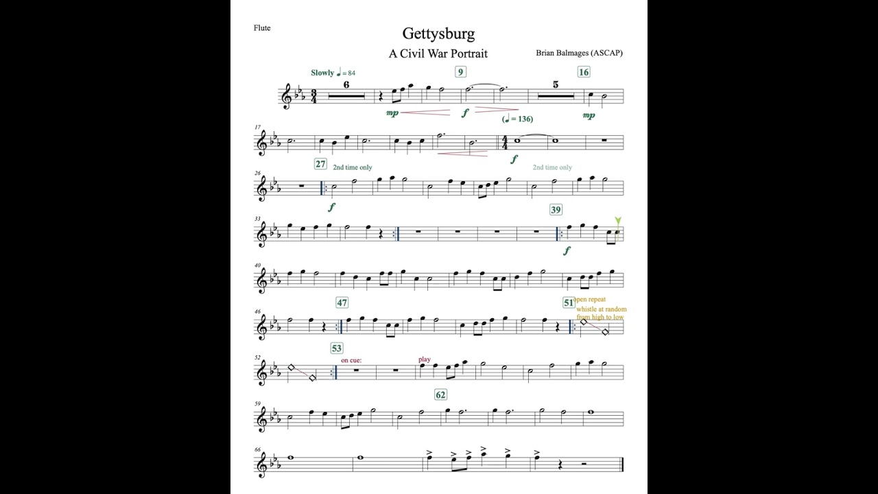 Flute Gettysburg Play Along