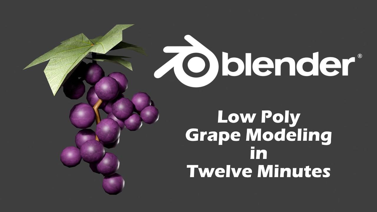 Blender 5.0 - Easy Low Poly Grape Modeling in Twelve Minutes #blender #3D #tutorial