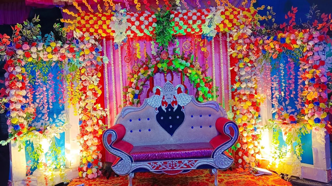Traditional Stage Decoration || Low Budget Flower Decoration || Wedding Stage Decoration Ideas 2024