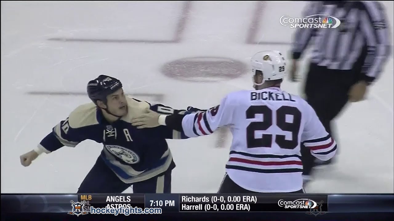 Bryan Bickell vs Jared Boll Apr 4, 2014