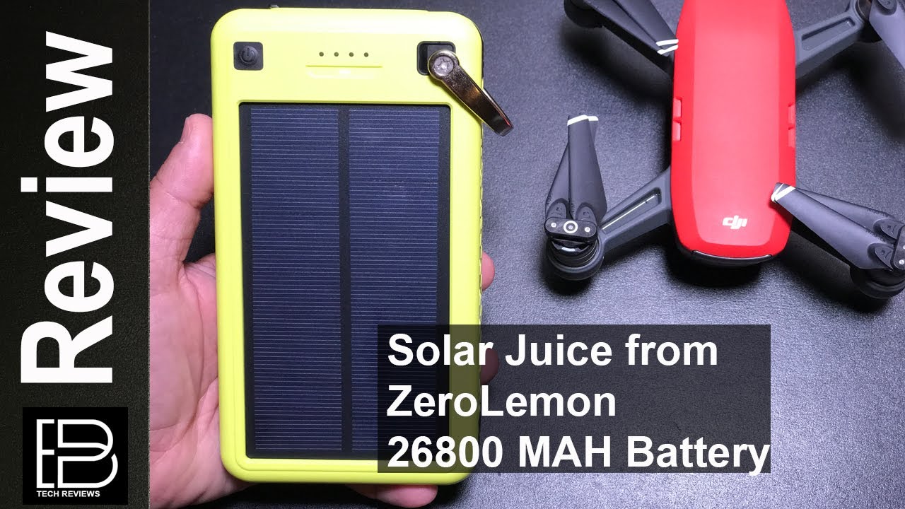 ZeroLemon Solar Juice 26800 MAH Solar Battery for the DJI Spark, iPhone, iPad, S8, G^