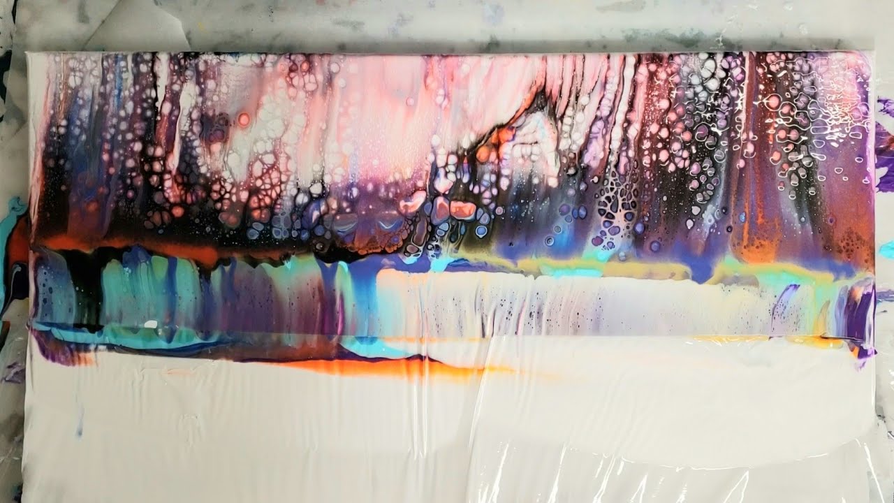 Gorgeous acrylic pour swipe with plastic wrap