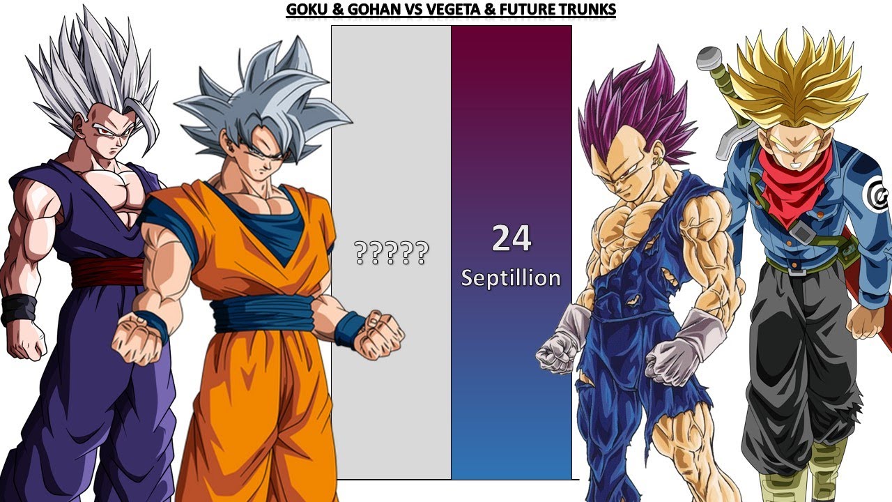 Goku & Gohan VS Vegeta & Future Trunks POWER LEVELS - DB/DBZ/DBS/SDBH/Anime War/UV