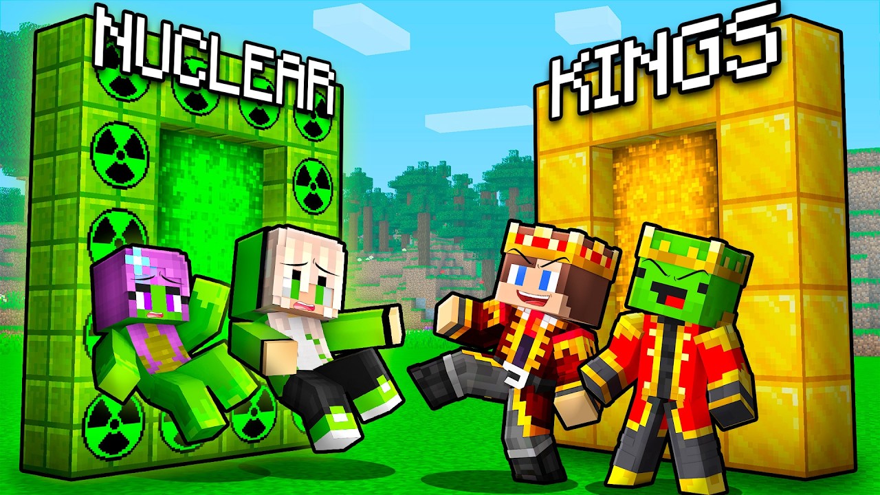 JJ and Mikey vs Wives: KINGS vs NUCLEAR PORTAL BATTLE In Minecraft - Maizen