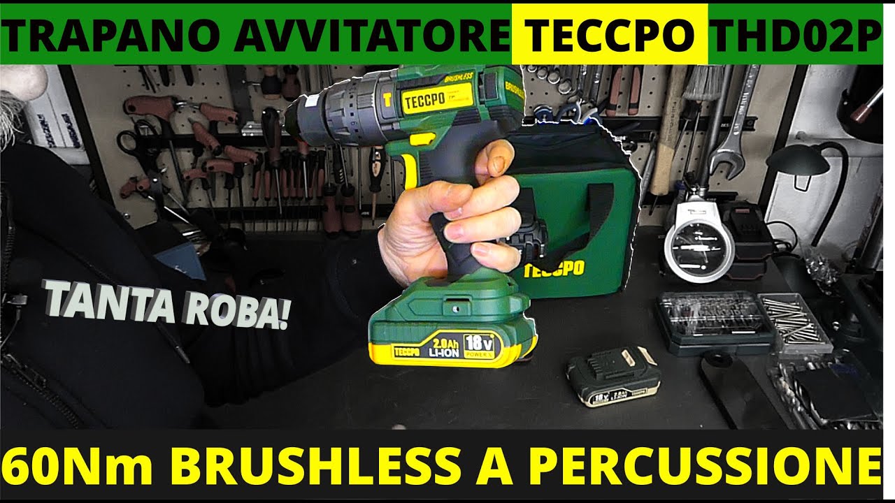 Teccpo Brushless 60 Nm THD02P. Trapano a percussione Avvitatore  vs Parkside Performance 80 Nm
