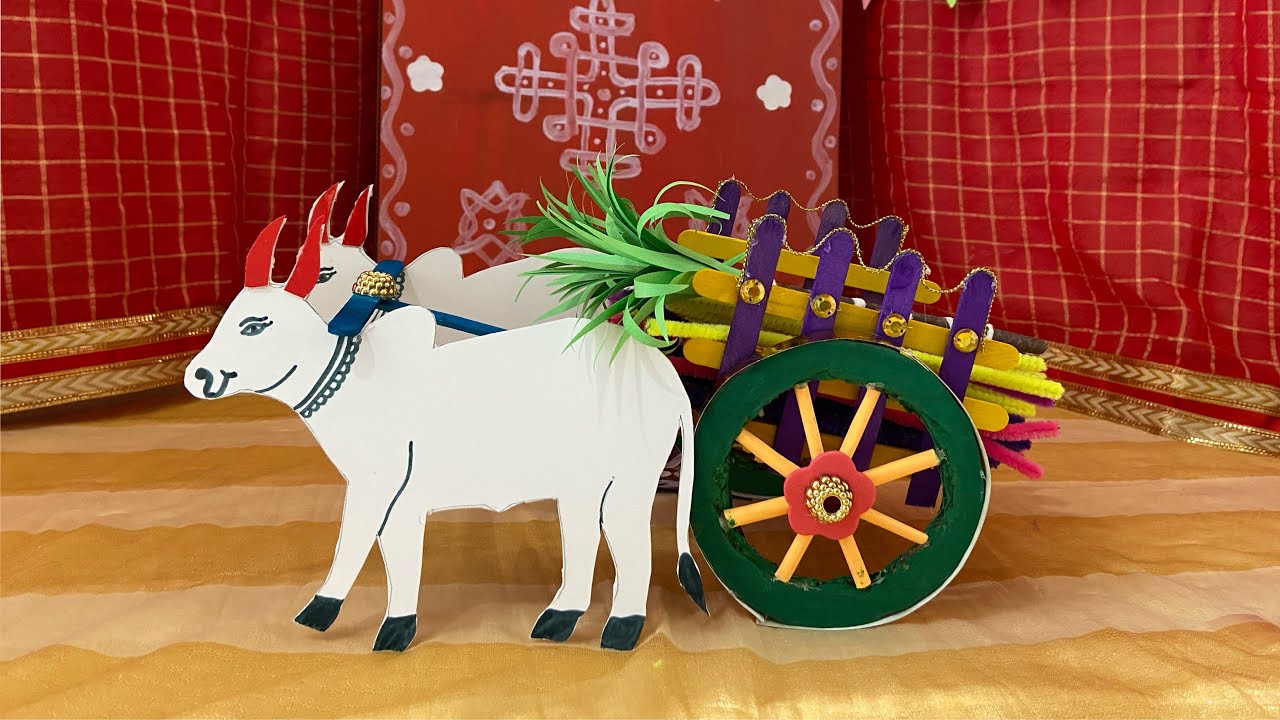 How to make Bullock Cart | Pongal Decoration ideas | Pongal Special Crafts