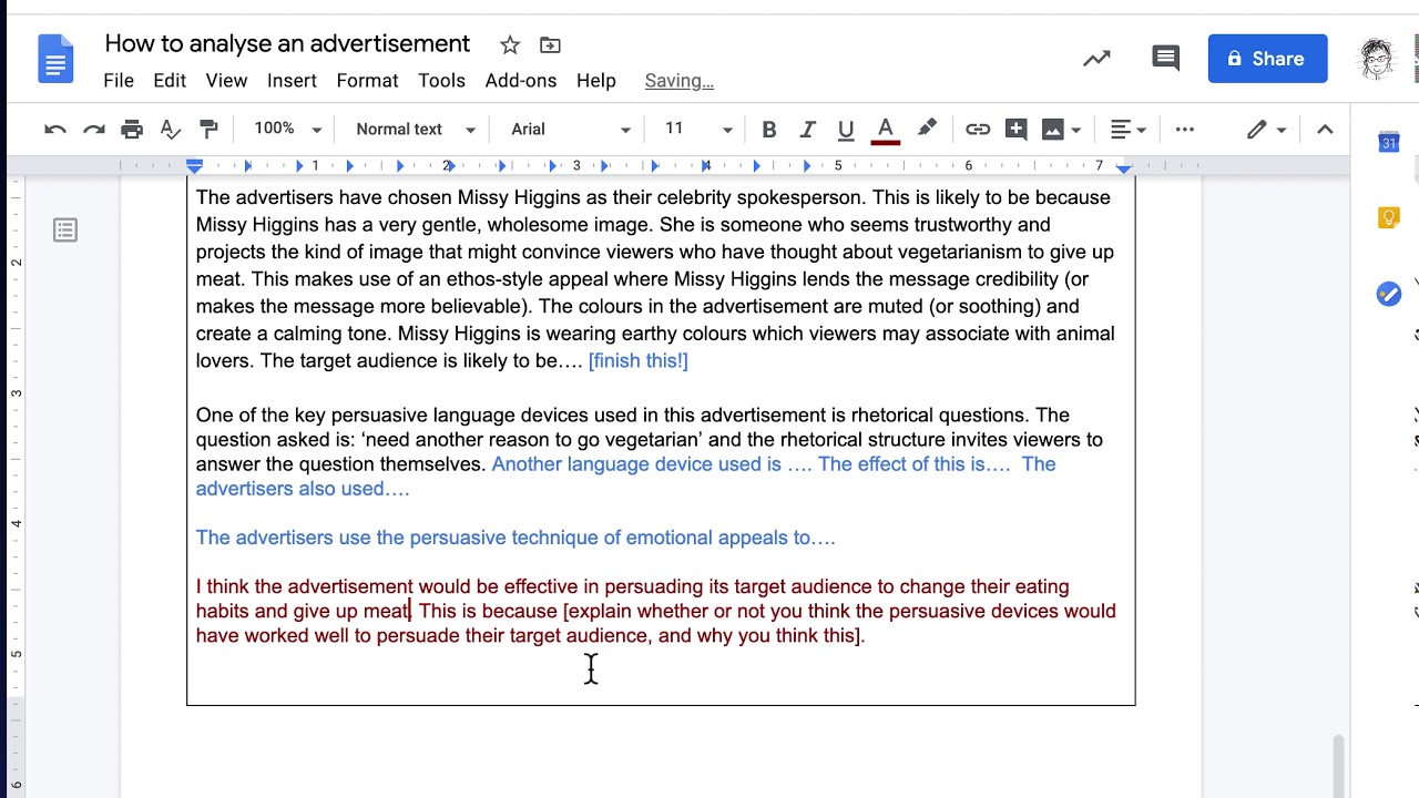 How to analyse an advertisement Part 3