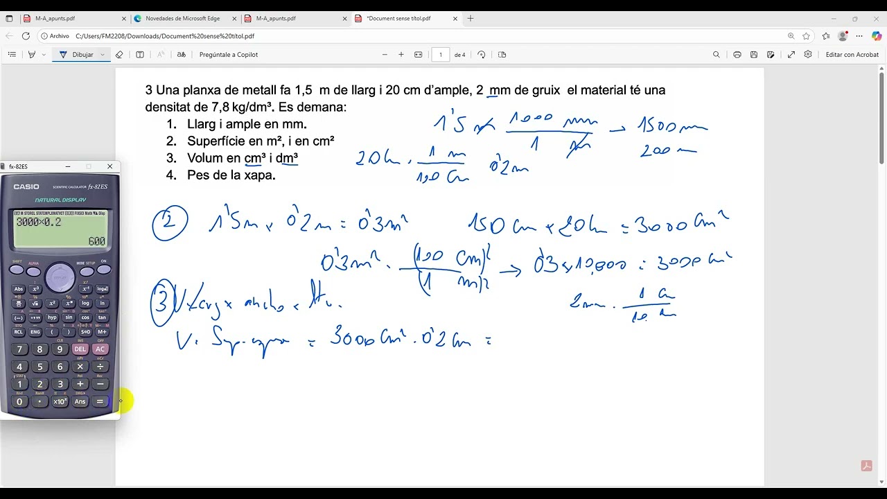 Canbio de unidades y cálculo de densidad