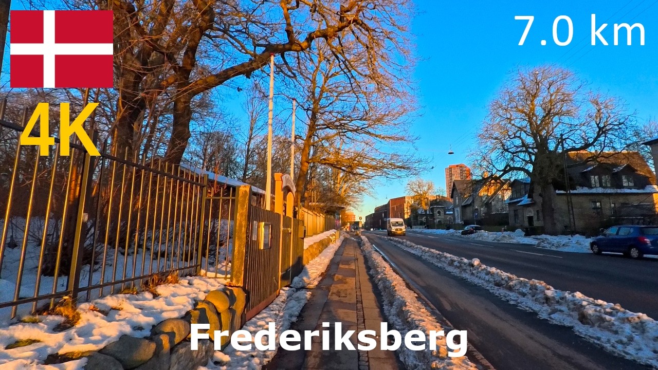 Virtual Run (4K) | Frederiksberg | 7 km | Late Afternoon Run in the Golden Hour