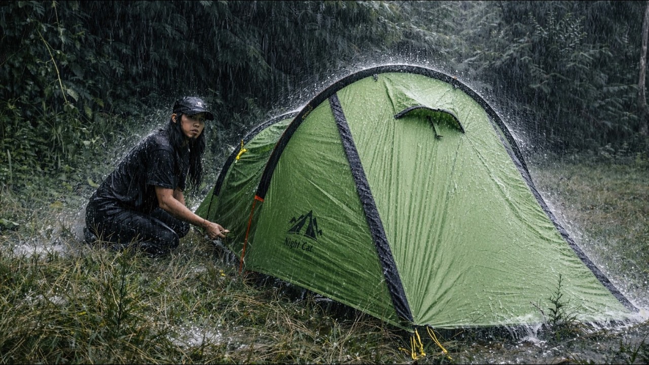 NONSTOP RAIN CAMPING NIGHT - SOLO CAMPING RELAXING ASMR