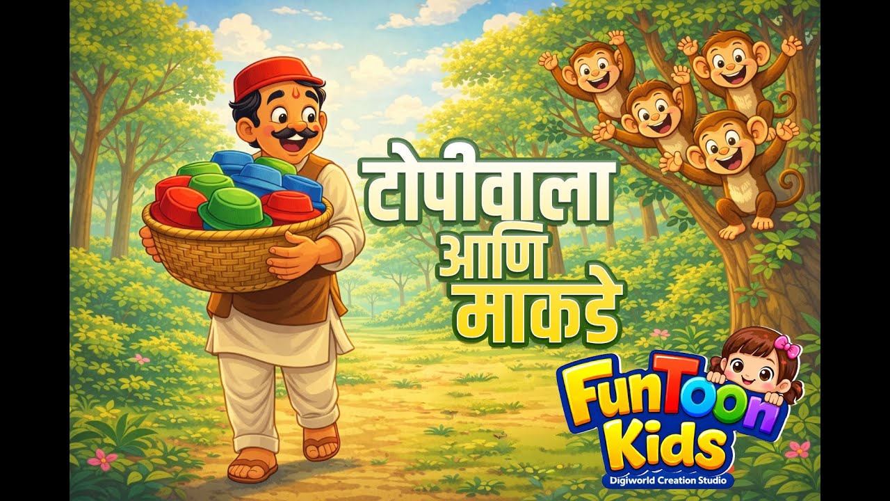 Topiwala aani Makde | टोपीवाला आणि माकडे | |topivalyachi Gosht | Marathi Story for Kids