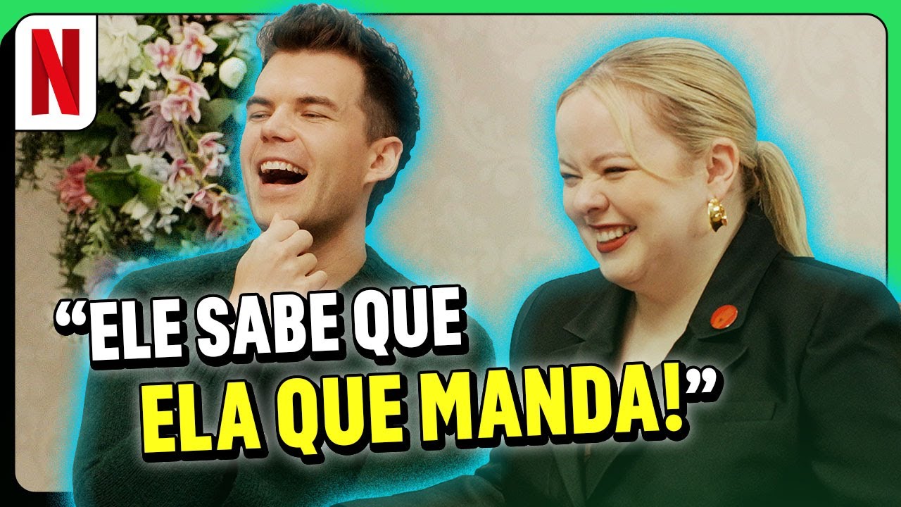 Nicola Coughlan e Luke Newton de olho nos comentários BR sobre Polin! | Netflix Brasil