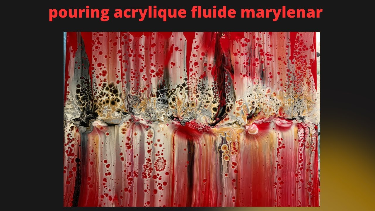 POURING : sur un fond rouge, glissé de peintures dorées et argentées #pouring #acrylicpouring#P21