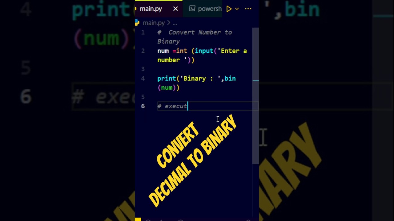 Convert Number to Binary in Python #python #programming #programmer #coding #shorts #short #trending