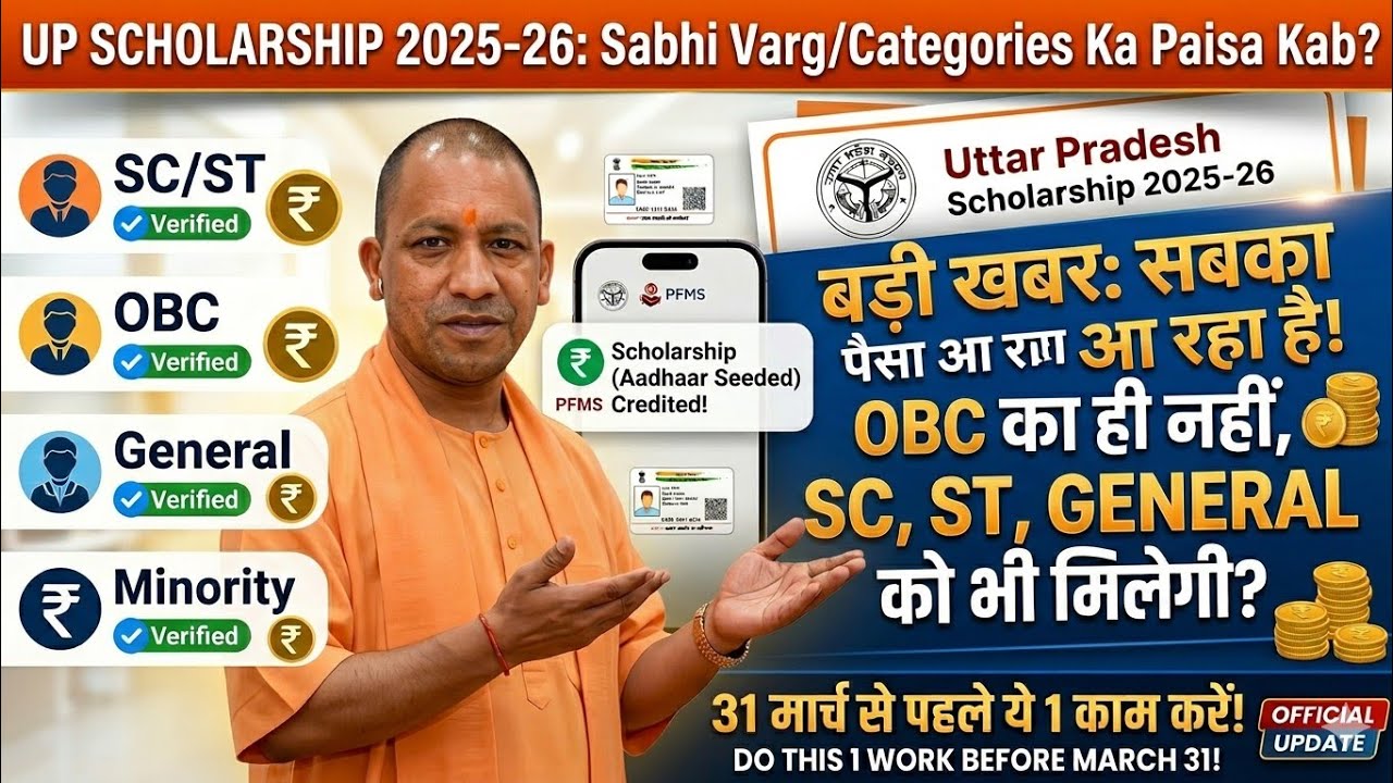 UP Scholarship 2025-26 Payment Update 💰 | OBC, SC, ST, General Sabka Paisa Kab Aayega? | PFMS Status